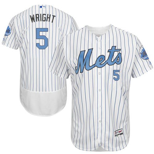 Mets #5 David Wright White(Blue Strip) Flexbase Authentic Collection Father's Day Stitched MLB Jersey